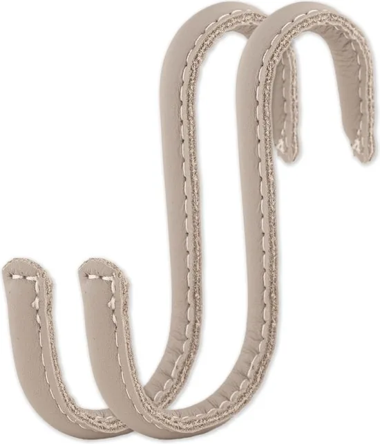 Brute Strength - Leren S-haken - Licht grijs - 2 stuks - Kledinghaak - Leer - Afbeelding 1
