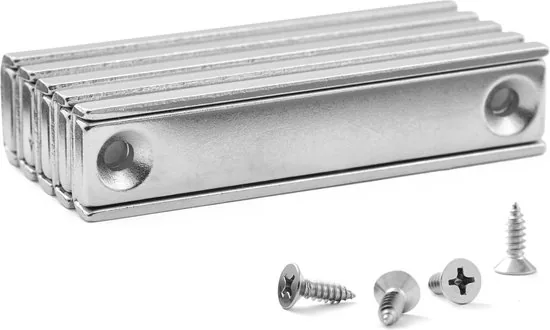 Brute Strength - Super sterk magnetisch ophangsysteem voor gereedschap, sleutels en messen - 60 x 13.5 x 5 mm - 5 stuks - Messenstrip - Magneetstrip - Afbeelding 1