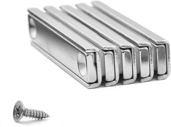 Brute Strength - Super sterk magnetisch ophangsysteem voor gereedschap, sleutels en messen - 60 x 13.5 x 5 mm - 5 stuks - Messenstrip - Magneetstrip thumbnail 6