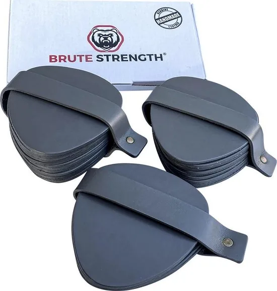 Brute Strength - Onderzetters voor glazen - Leer - Grijs - Semi Rond - 6 stuks - Grijze leren onderzetters thumbnail 6