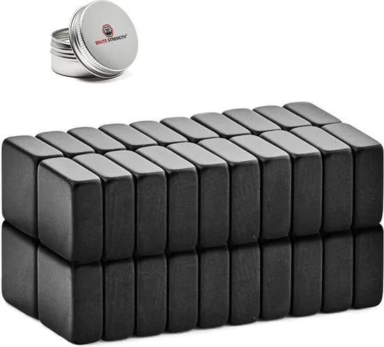 Brute Strength - Super sterke magneten - Vierkant - 10 x 10 x 4 mm - 60 Stuks - Zwarte magneten - Neodymium magneet sterk - Afbeelding 1