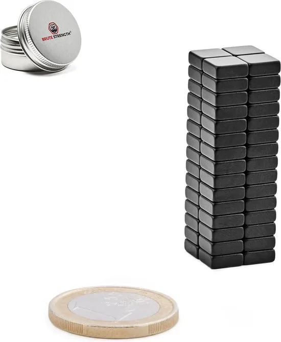 Brute Strength - Super sterke magneten - Vierkant - 10 x 10 x 4 mm - 60 Stuks - Zwarte magneten - Neodymium magneet sterk thumbnail 5