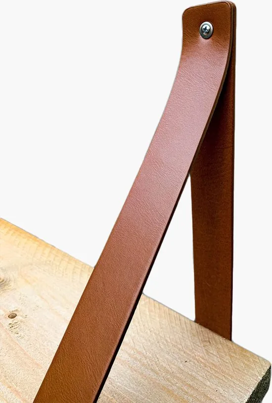 Leren plankdragers - Cognac - 4 stuks - PU lederen planken dragers - Kunstleer plank dragers - Wandplank industrieel - Legplankdrager thumbnail 7