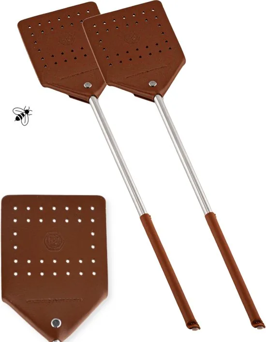 Brute Strength - Leren vliegenmepper - Cognac - 2 stuks - Vliegenvanger - Vliegenmeppers - Leer thumbnail 1