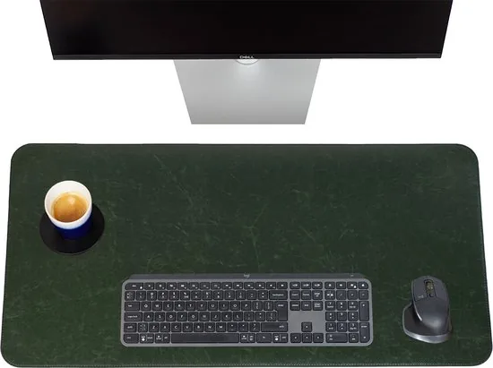 Brute Strength - Luxe Bureau Onderlegger Kunstleer - Groen - ronde hoeken - Bureau Organizer - 80x40 cm - Bureaumat - Afbeelding 1