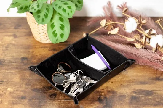 Brute Strength - Leren Opbergmandje 25 x 22 cm - Zwart - Bakjes Opbergen - Schaaltje - Opberg mandjes thumbnail 5