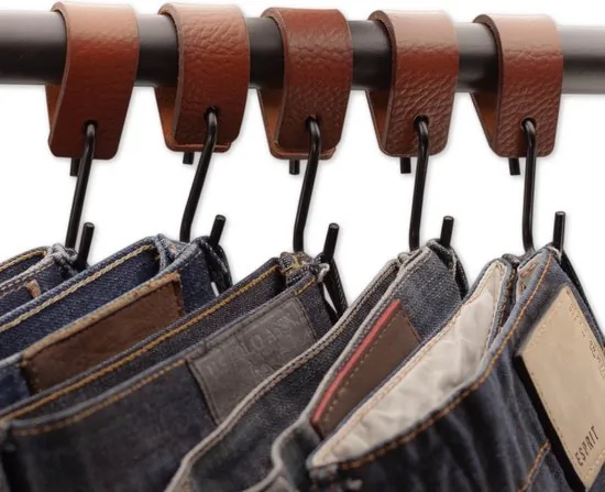 Brute Strength - Leren S-haak hangers - Cognac - 2 stuks - 12,5 x 2,5 cm - Zwart zilver - Leer thumbnail 7