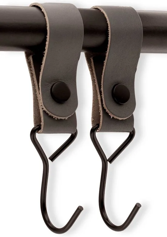 Brute Strength - Multifunctionele Haak Met Lederen Lus - Grijs - 4 stuks - Kapstokhaak - Kampeerhaak - Leer thumbnail 6