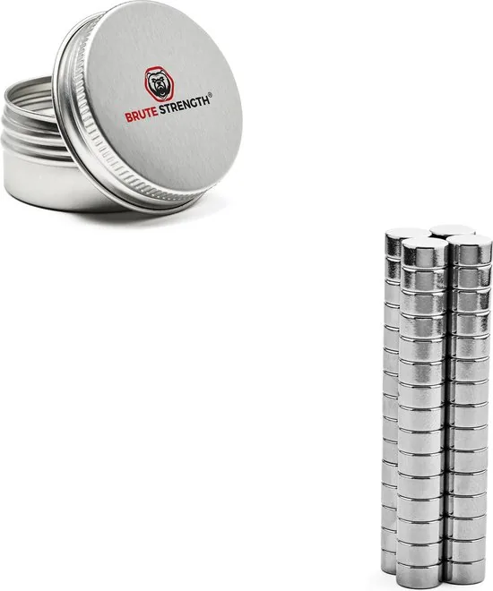 Brute Strength - Super sterke magneten - Rond - 10 x 5 mm - 60 Stuks - Geschikt voor radiatorfolie - Neodymium magneet sterk thumbnail 4