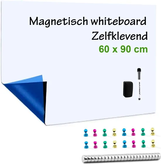 Brute Strength - Magnetisch Whiteboard (60x90 cm) Folie Zelfklevend met wisser - Weekplanner magneten en marker - Afbeelding 1
