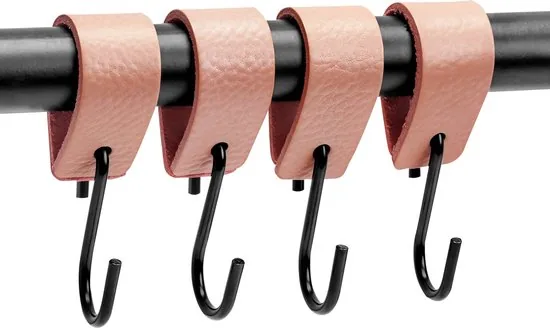 Brute Strength - Leren S-haak hangers - Roze - 24 stuks - 12,5 x 2,5 cm - Zwart zilver - Leer thumbnail 3