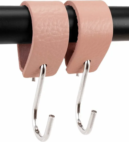 Brute Strength - Leren S-haak hangers - Roze - 24 stuks - 12,5 x 2,5 cm - Zwart zilver - Leer thumbnail 6