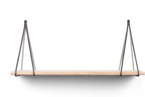 Leren plankdragers gesplitste draden - Grijs - 2 stuks - Echt lederen planken dragers thumbnail 6