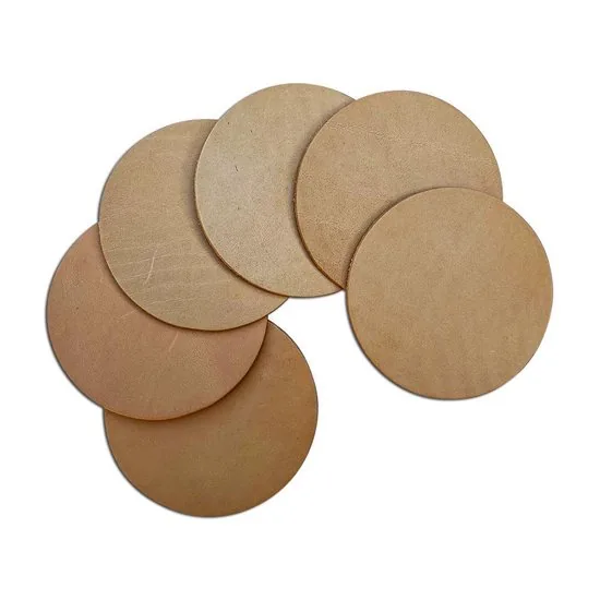 Brute Strength - Onderzetters voor glazen - Leer - Naturel - Rond - 14 stuks - Leren onderzetters thumbnail 3