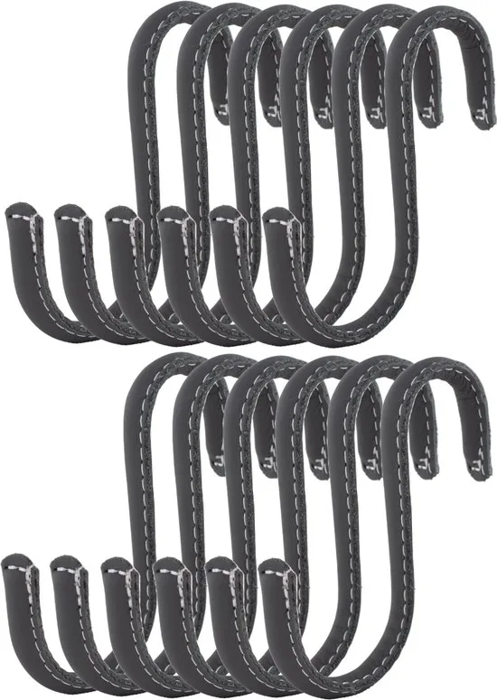 Brute Strength - Leren S-haken - Grijs - 12 stuks - Kledinghaak - Leer - Afbeelding 1