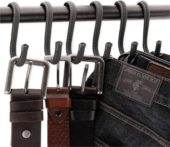 Brute Strength - Leren S-haken - Grijs - 12 stuks - Kledinghaak - Leer thumbnail 7