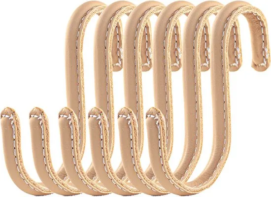 Brute Strength - Leren S-haken - Naturel - 6 stuks - Kledinghaak - Leer - Afbeelding 1