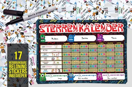 Brute Strength - Magnetisch Beloningssysteem (65) - A3 - Beloningskalender - Planborden - Weekplanner kind - Zindelijkheidstraining thumbnail 2