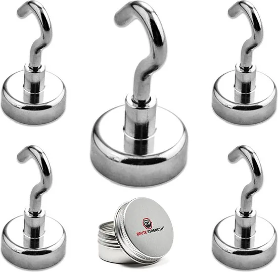 Brute Strength - Super sterke magnetische ophanghaakjes - 20 mm - 5 stuks - Ophanghaken - Magneet haakjes sterk - Haak magneten - Afbeelding 1