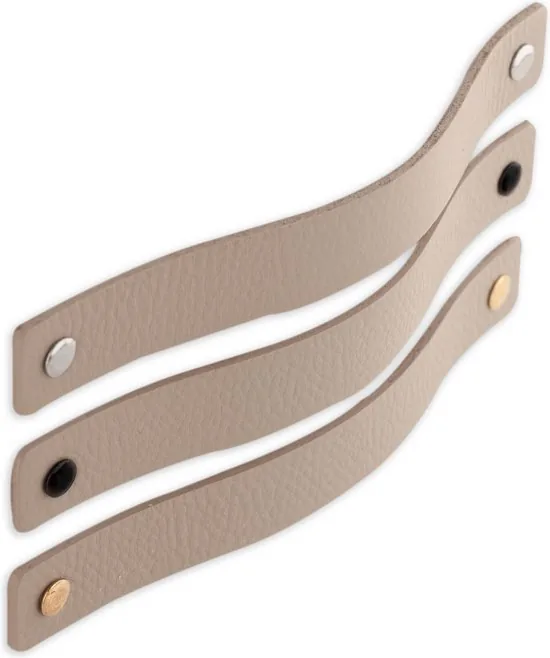 Leren handgrepen - Licht Grijs - 2 stuks - 20 x 2,5 cm - incl. 3 kleuren schroeven per grijze leren handgreep - Handgrepen leer - Leren meubelgreep thumbnail 6