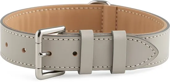 Brute Strength - Luxe leren halsband hond - Licht grijs - L - (46 - 53 cm) x 3,5cm - Afbeelding 1