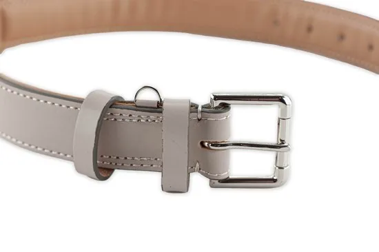 Brute Strength - Luxe leren halsband hond - Licht grijs - L - (46 - 53 cm) x 3,5cm thumbnail 4