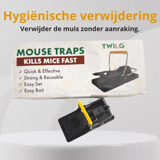 TWILG Muizenval - Muizenvallen - Muizenklem binnen en buiten - 6 stuks - Mouse trap - Muizengif Alternatief thumbnail 4