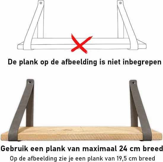 Leren plankdragers - Grijs - 6 stuks - PU lederen planken dragers - Kunstleer plank dragers - Wandplank industrieel - Legplankdrager thumbnail 7