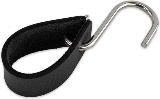 Brute Strength - Steigerbuis Kapstok - Wandkapstok - Kapstokhaak - Handdoekhaak - incl. 6 leren bandjes met S-haken - 58 cm - zwart thumbnail 3