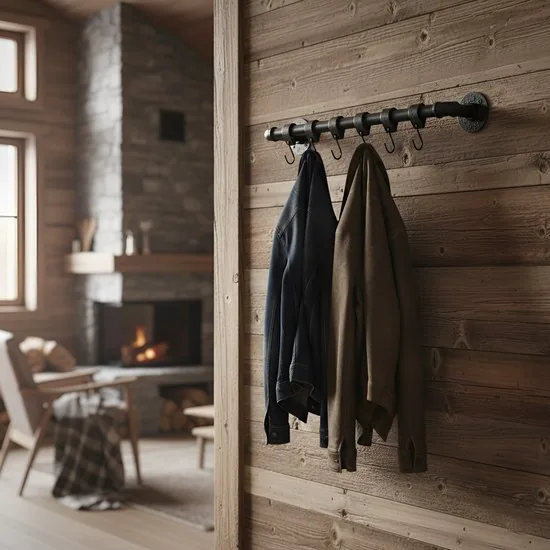 Brute Strength - Steigerbuis Kapstok - Wandkapstok - Kapstokhaak - Handdoekhaak - incl. 6 leren bandjes met S-haken - 58 cm - zwart thumbnail 7