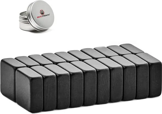 Brute Strength - Super sterke magneten - Vierkant - 10 x 10 x 4 mm - 20 Stuks - Zwarte magneten - Neodymium magneet sterk - Afbeelding 1