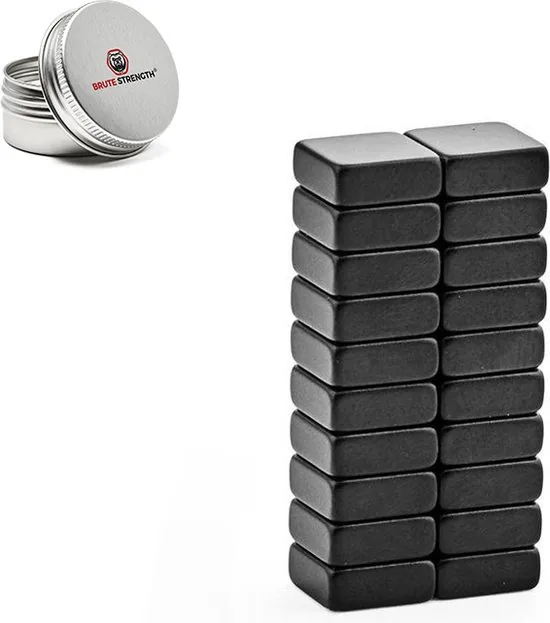 Brute Strength - Super sterke magneten - Vierkant - 10 x 10 x 4 mm - 20 Stuks - Zwarte magneten - Neodymium magneet sterk thumbnail 3