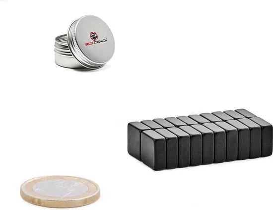 Brute Strength - Super sterke magneten - Vierkant - 10 x 10 x 4 mm - 20 Stuks - Zwarte magneten - Neodymium magneet sterk thumbnail 4
