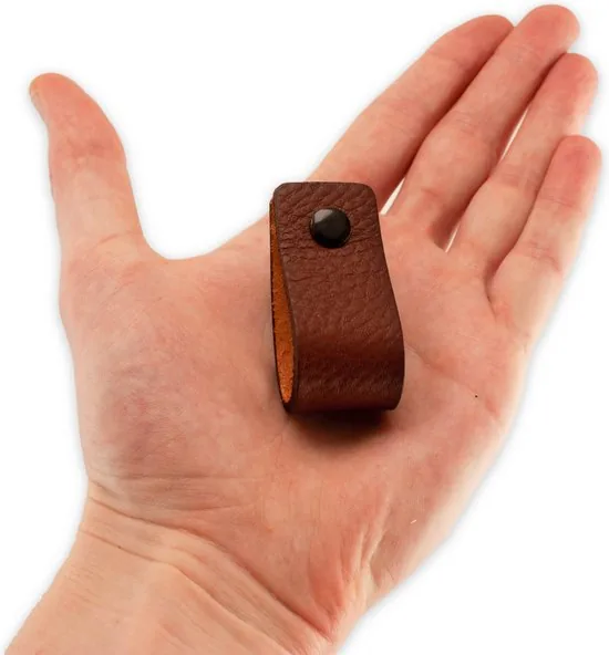 Leren handgrepen - Cognac - 4 stuks - 12,5 x 2,5 cm - incl. 3 kleuren schroeven - Handgrepen leer - Leren meubelgreep thumbnail 2