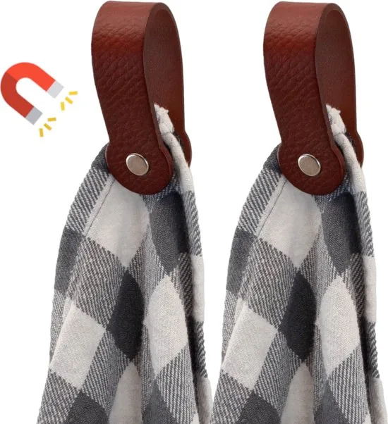 Brute Strength - Leren magneet theedoekhaak - Cognac - 2 stuks - Afbeelding 1