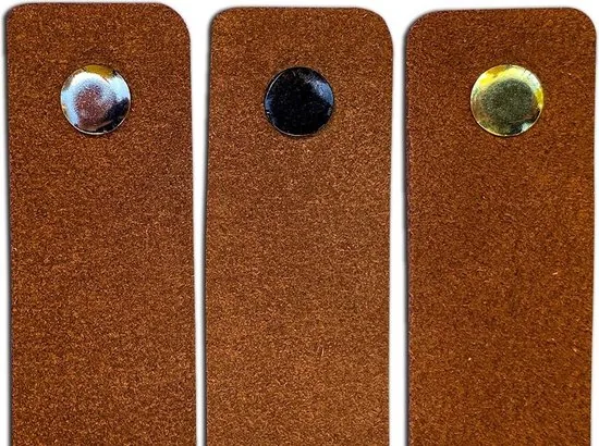 Leren handgrepen van zacht suede - Cognac - 12 stuks - 16,5 x 2,5 cm - incl. 3 kleuren schroeven - Handgrepen leer - Leren meubelgreep thumbnail 7