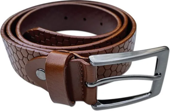 Brute Strength - Heren Broekriem - Leer - Honinggraat - Bruin - 85 cm - Leren broekriemen - Afbeelding 1