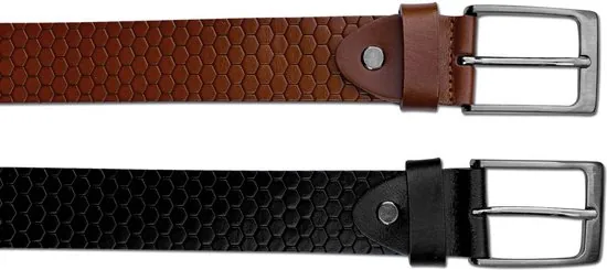 Brute Strength - Heren Broekriem - Leer - Honinggraat - Bruin - 85 cm - Leren broekriemen thumbnail 5