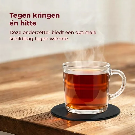 Brute Strength - Onderzetters voor glazen - Leer - Zwart - Rond - 10 stuks - Leren onderzetters thumbnail 6