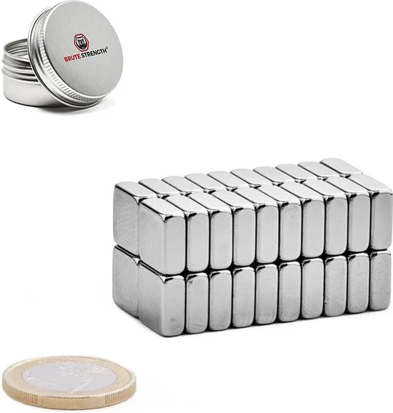 Brute Strength - Super sterke magneten - Vierkant - 10 x 10 x 4 mm - 40 Stuks - Geschikt voor radiatorfolie - Neodymium magneet sterk thumbnail 5