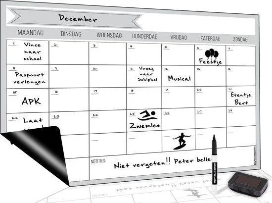 Brute Strength - Magnetisch Weekplanner whiteboard (2) - 91 x 67 cm - Planbord - Familieplanner - Gezinsplanner - To Do Planner thumbnail 2