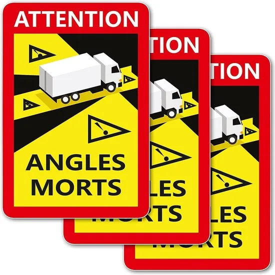Brute Strength - Voordeelset 3 Dode Hoek stickers Frankrijk Vrachtwagen - Camion - Attention Angles Morts - Duurzame Kwaliteit - Formaat 17 x 25 cm thumbnail 1
