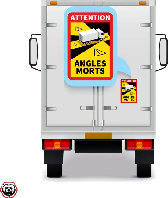 Brute Strength - Voordeelset 3 Dode Hoek stickers Frankrijk Vrachtwagen - Camion - Attention Angles Morts - Duurzame Kwaliteit - Formaat 17 x 25 cm thumbnail 4