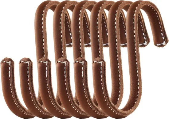 Brute Strength - Leren S-haken - Cognac - 6 stuks - Kledinghaak - Leer - Afbeelding 1