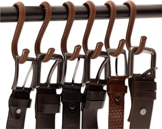 Brute Strength - Leren S-haken - Cognac - 6 stuks - Kledinghaak - Leer thumbnail 4