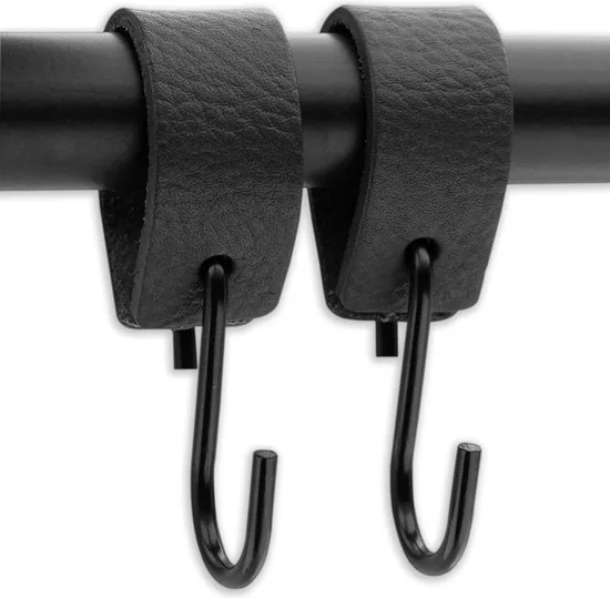 Brute Strength - Leren S-haak hangers - Antraciet - 4 stuks - 12,5 x 2,5 cm - Zwart zilver - Leer thumbnail 3