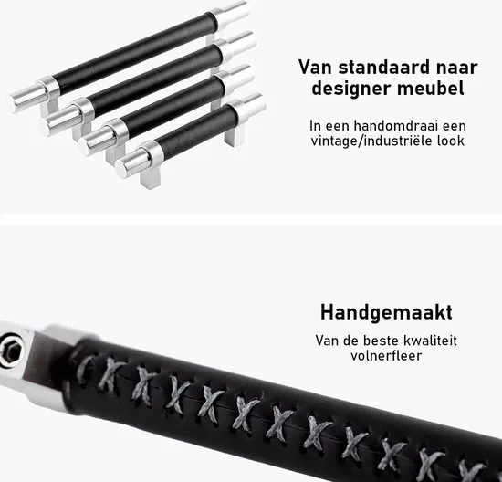 Brute Strength - Leren handgrepen - 96 mm hartafstand - 4 stuks thumbnail 6