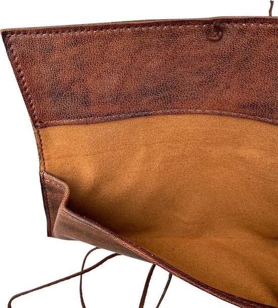 Etui van leer - Cognac - Leren etui - Te gebruiken als brillenkoker thumbnail 4