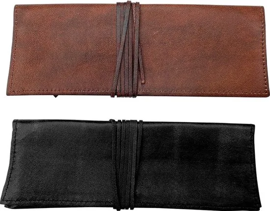 Etui van leer - Cognac - Leren etui - Te gebruiken als brillenkoker thumbnail 5