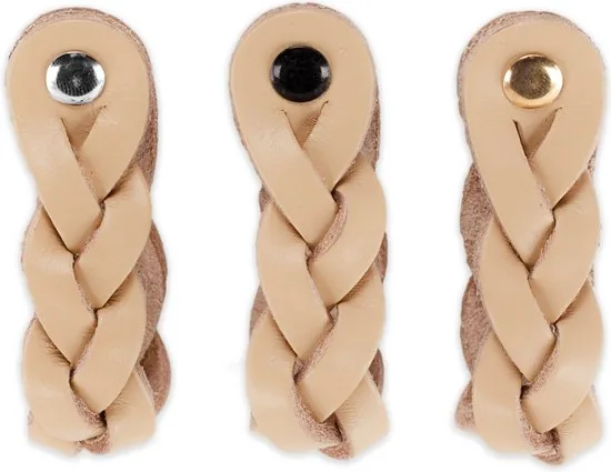 Leren handgrepen - Naturel - 6 stuks - Gevlochten - 16,5 x 2,5 cm - incl. 3 kleuren schroeven - Handgrepen leer thumbnail 4